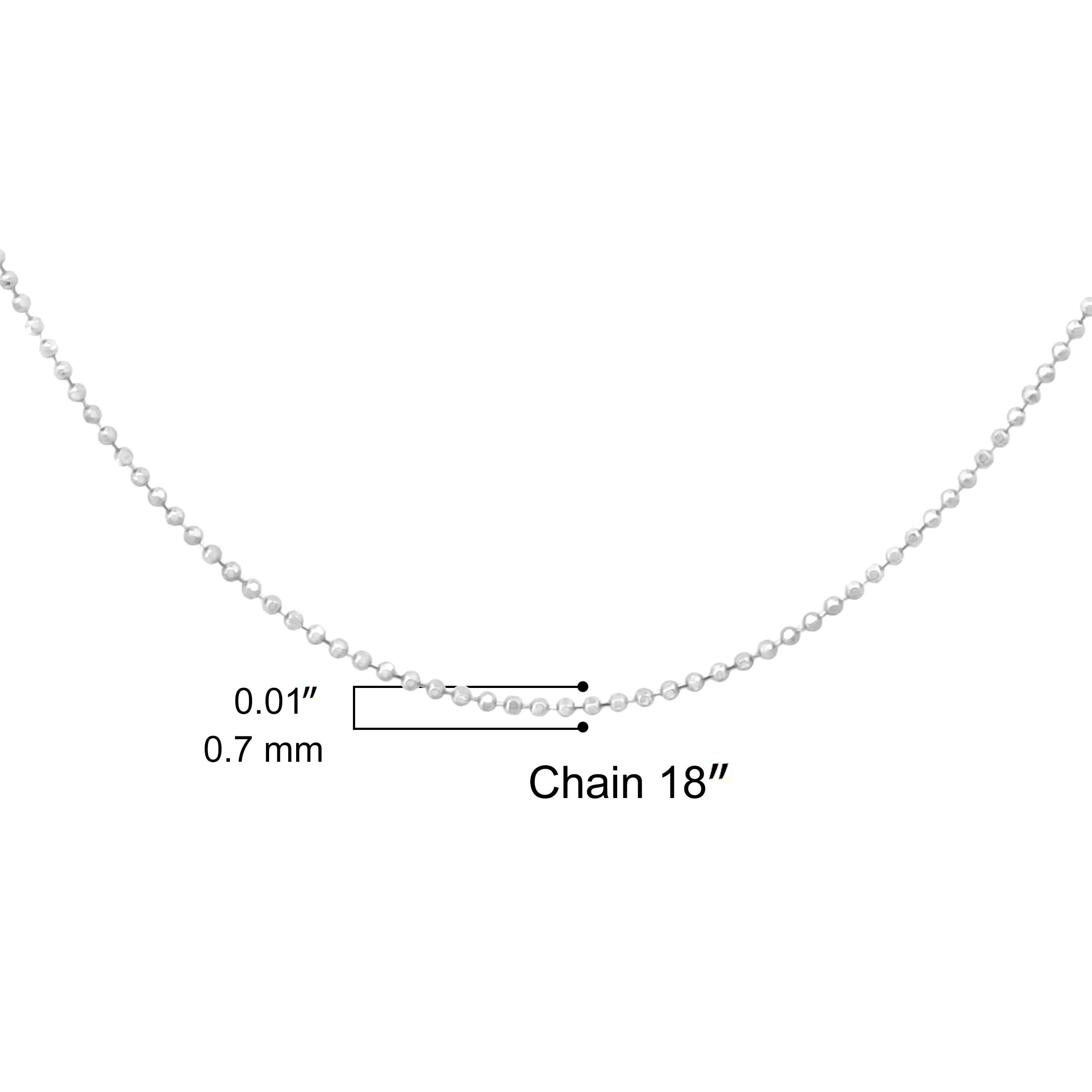 Contemporary .925 Sterling Silver 0.7mm Slim and Dainty Unisex Ball Bead Chain Necklace For Sale