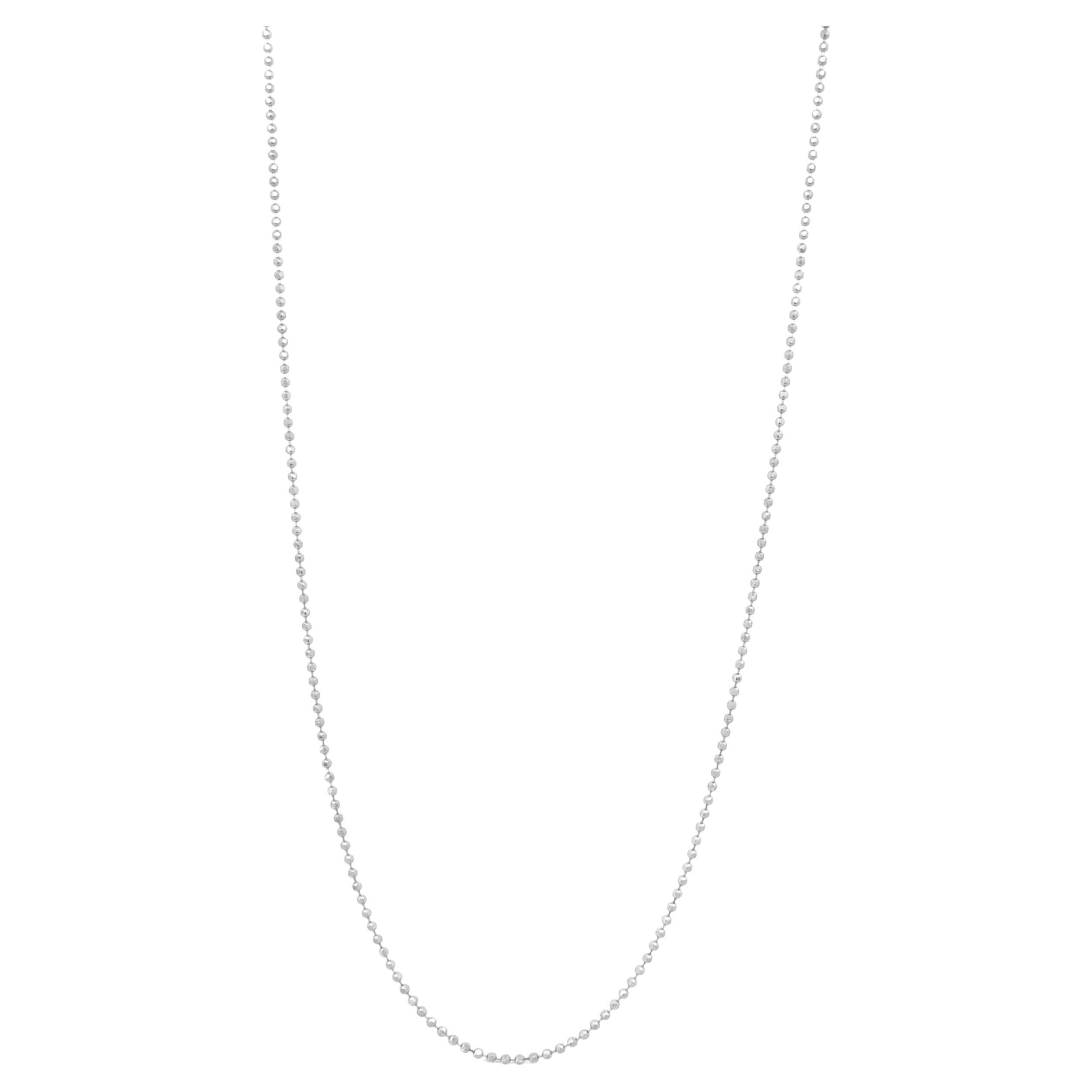 .925 Sterling Silver 0.7mm Slim and Dainty Unisex Ball Bead Chain Necklace For Sale