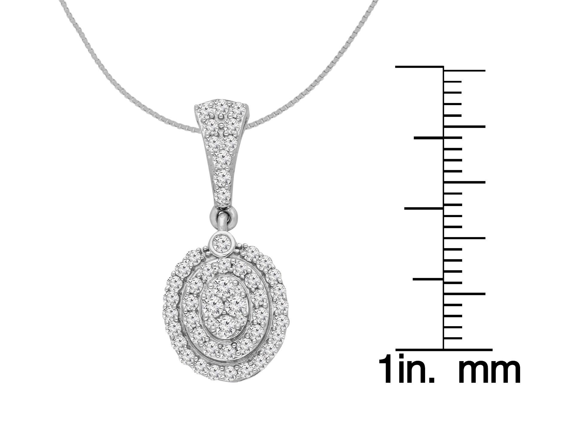 Collier pendentif halo de diamants de 1 1/2 carat en argent sterling .925 Neuf à New York, NY