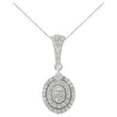 Collana con ciondolo a forma di aureola con diamante da 1,5 carati in .925 Sterling Silver