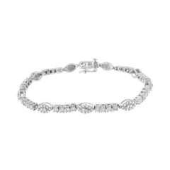 .925 Sterling Silver 1 1/2 Carat Diamond Tennis Link Bracelet