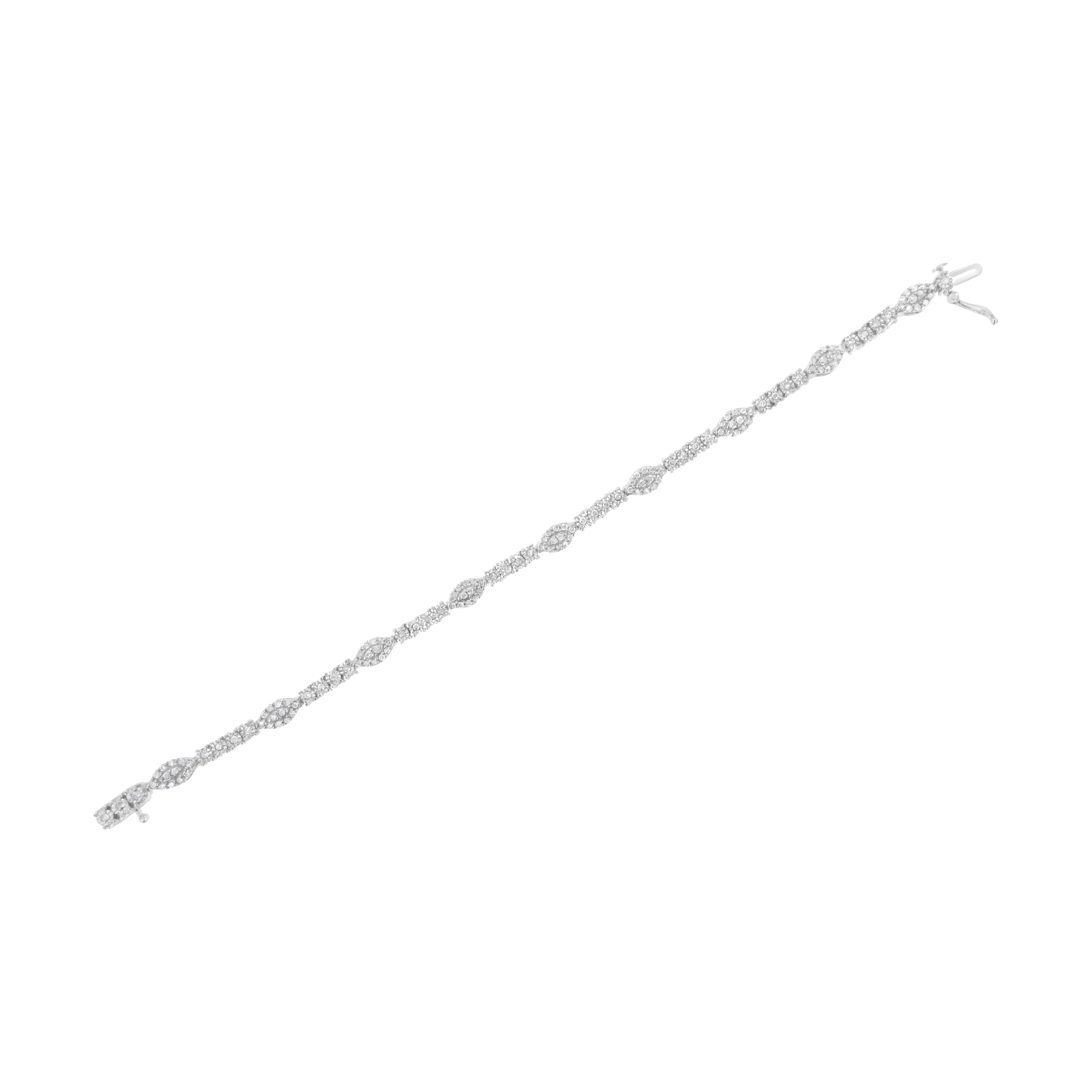 Contemporary .925 Sterling Silver 1 1/2 Carat Diamond Tennis Link Bracelet