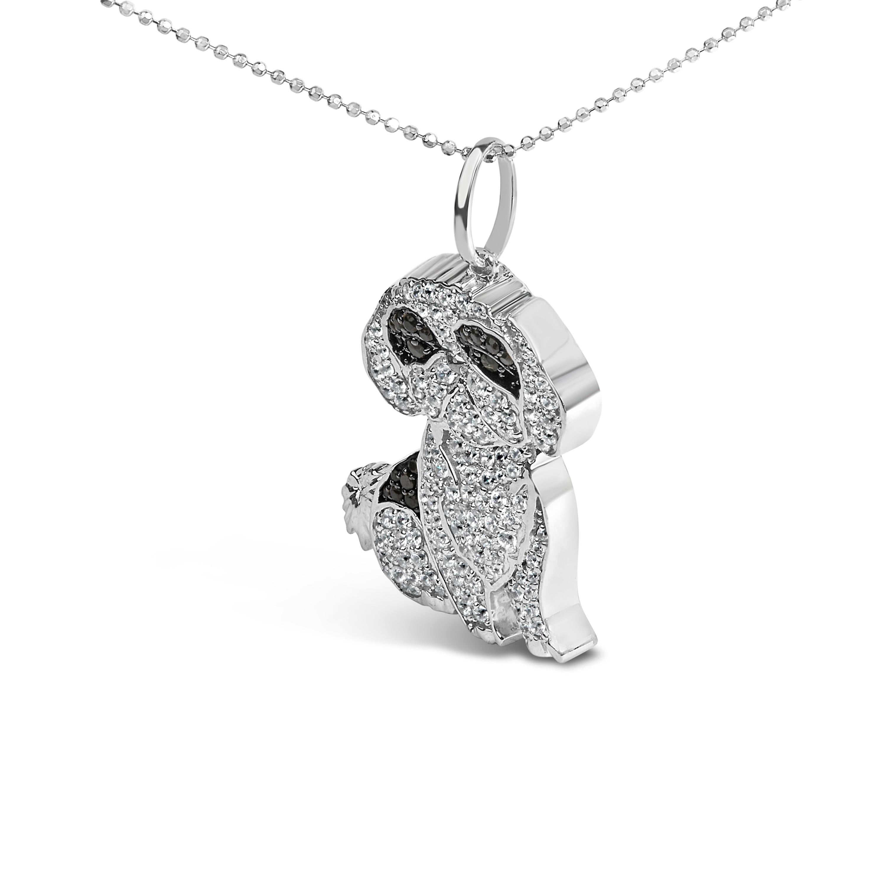 .925 Sterlingsilber 1 1/4 Cttw Diamant Shih Tzu Hunde-Anhänger-Halskette (Moderne) im Angebot