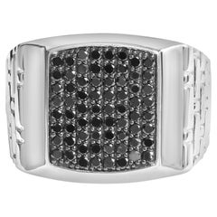 Anello da uomo con cluster di diamanti neri trattati in .925 Sterling Silver 1 1/4 Cttw