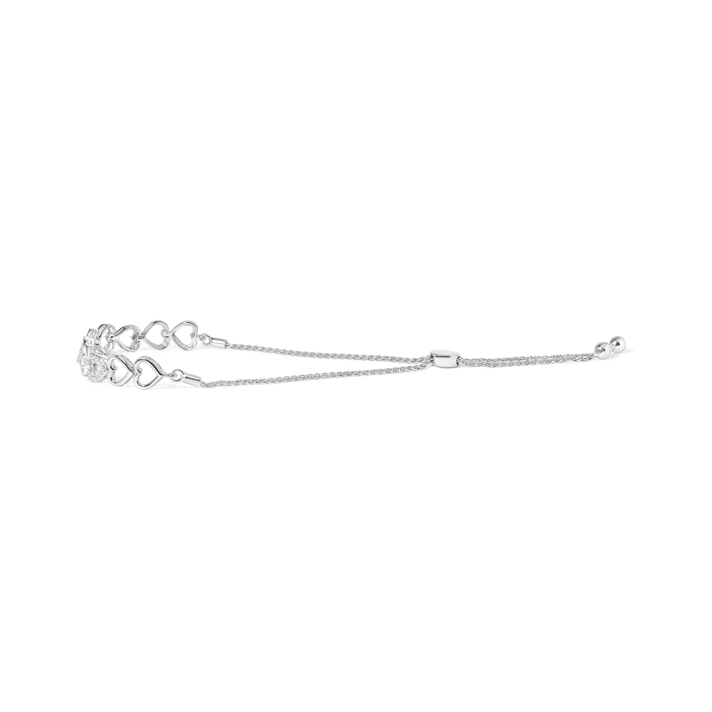 .925 Bracciale Bolo in argento sterling con diamante da 1/10 di carato In condizioni Nuovo in vendita a New York, NY