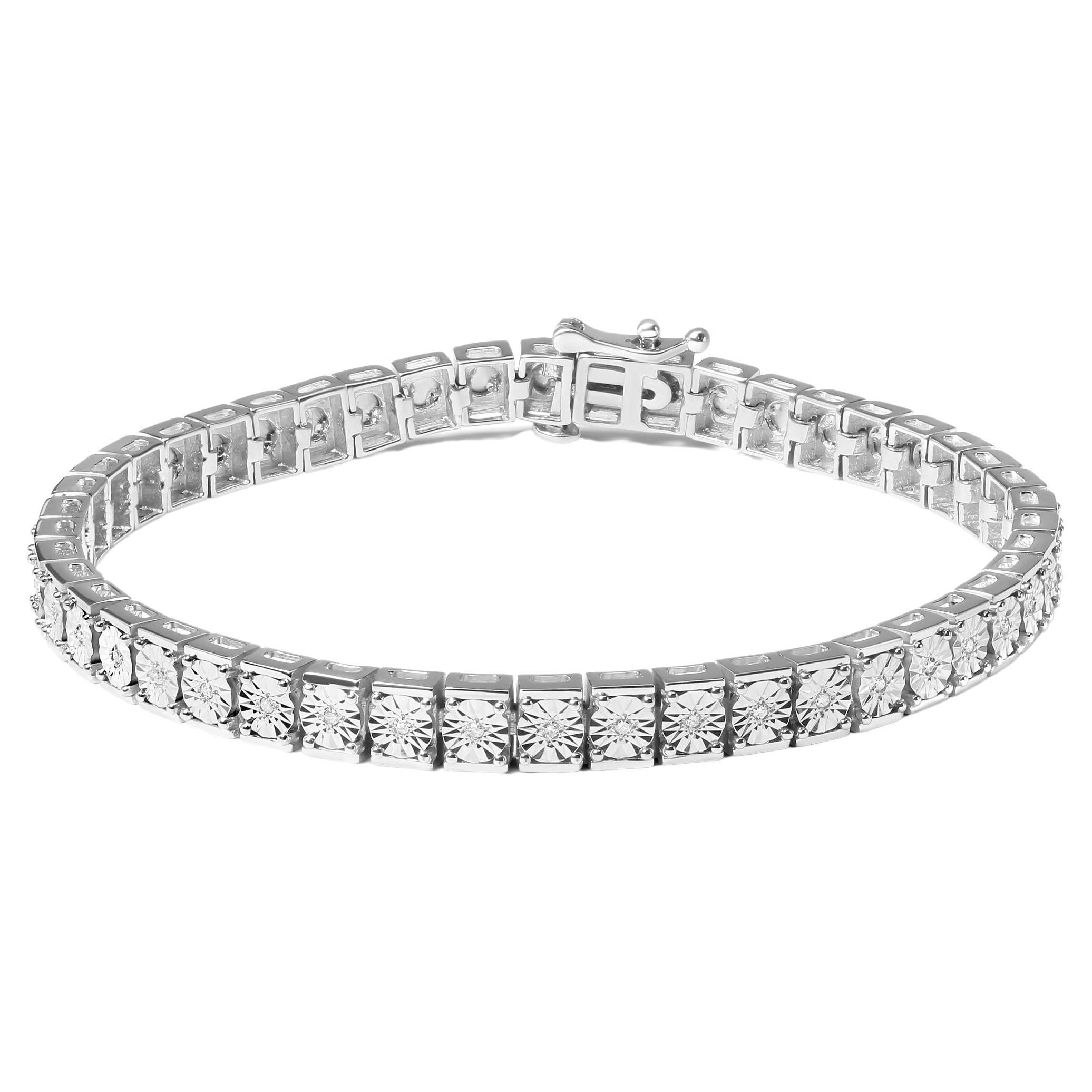 .925 Sterling Silver 1/10 Carat Diamond Link Bracelet