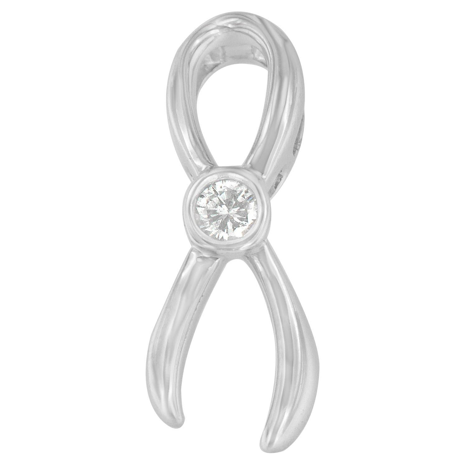 .925 Sterling Silver 1/10 Carat Diamond Ribbon Pendant Necklace