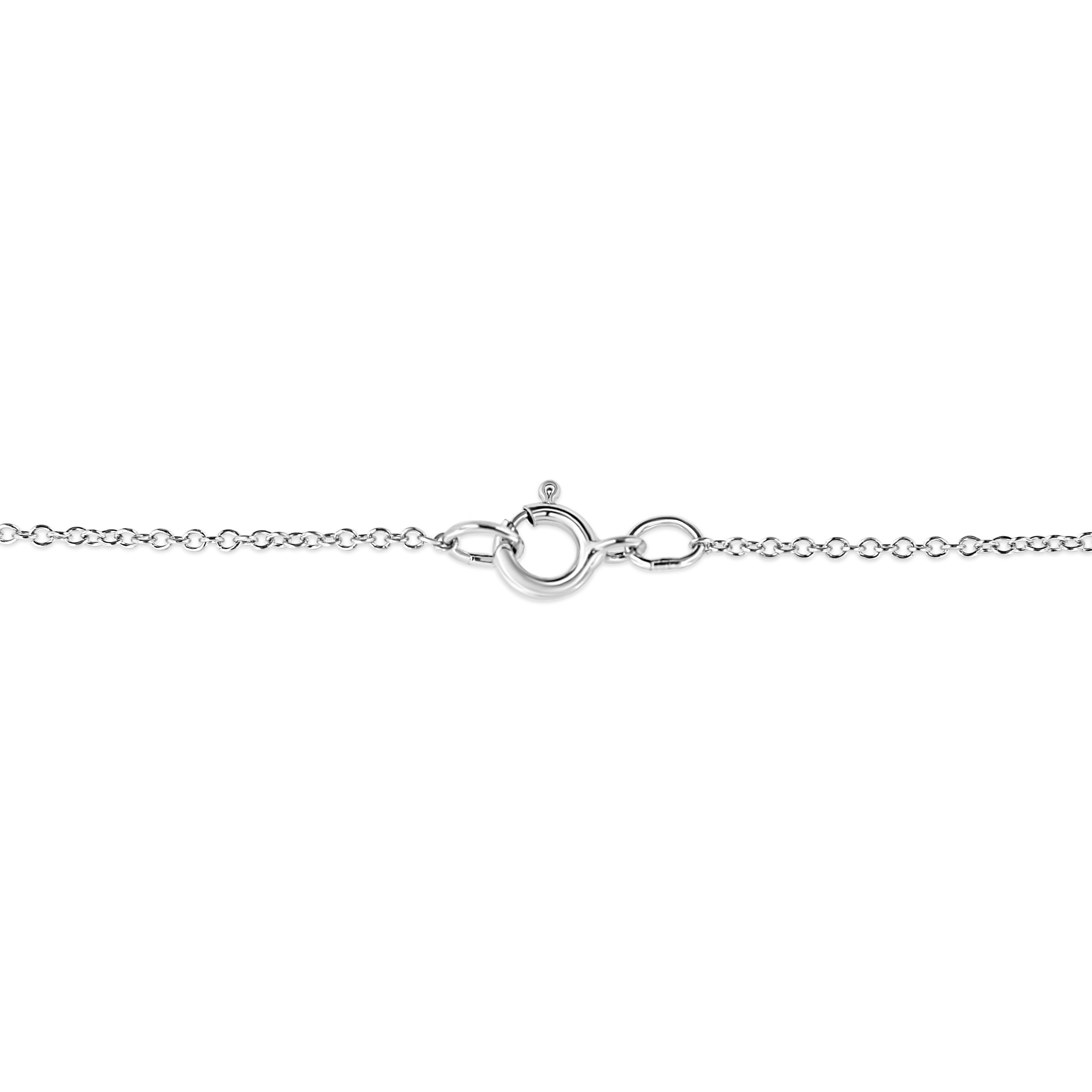 Modern .925 Sterling Silver 1/10 Carat Round-Cut Diamond Open Cross Pendant Necklace For Sale
