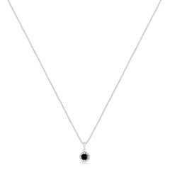 .925 Sterling Silver 1/10 Carat Treated Black Diamond Solitaire Pendant Necklace