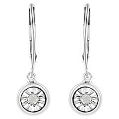 A. Silver, argento 925, orecchino con castone e diamante rotondo da 1/10 ct.