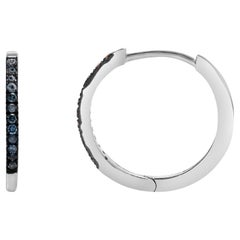 925 Sterling Silver 1/10 Cttw Blue Diamond Hoop Snap Post Hoop Earrings 925 Sterling Silver 1/10 Cttw Blue Diamond Hoop Snap Post Hoop Earrings