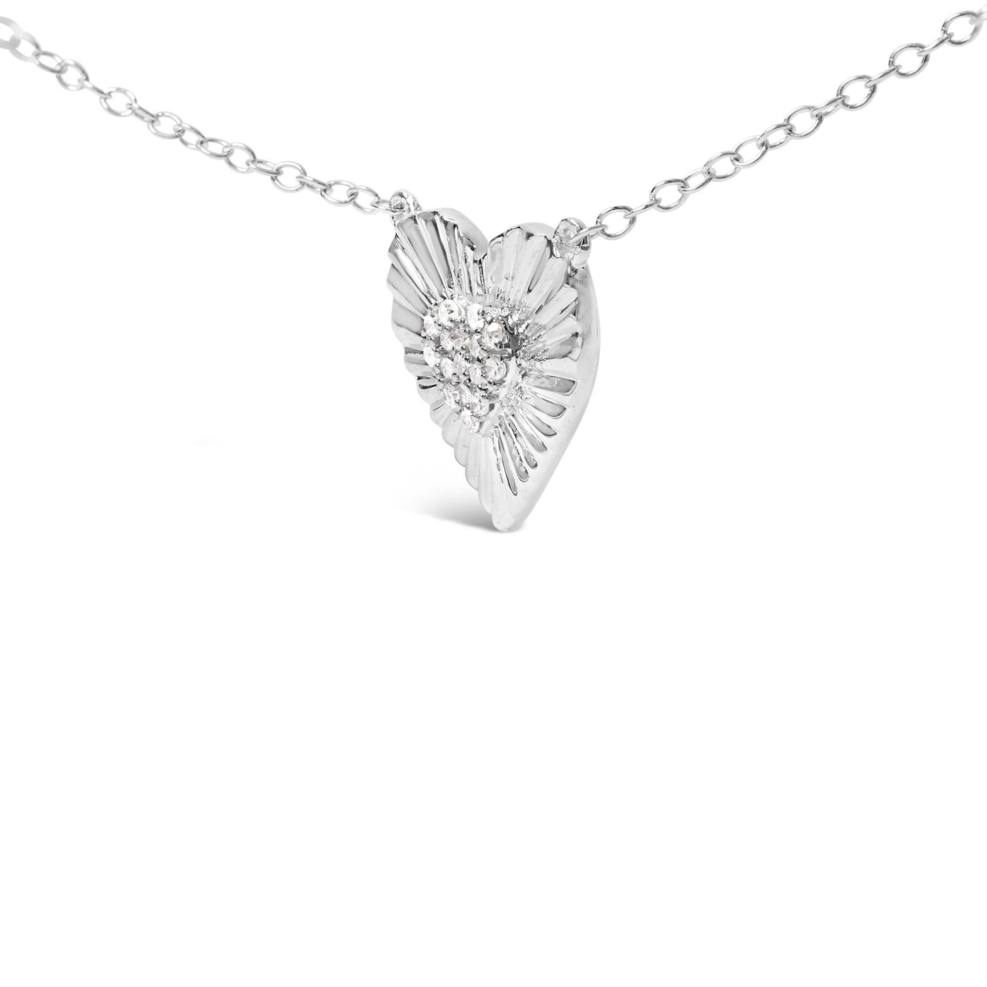 Modern .925 Sterling Silver 1/10 Cttw Diamond Cluster Heart 18