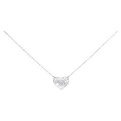 .925 Sterling Silver 1/10 Cttw Diamond Cluster Heart 18" Pendant Necklace