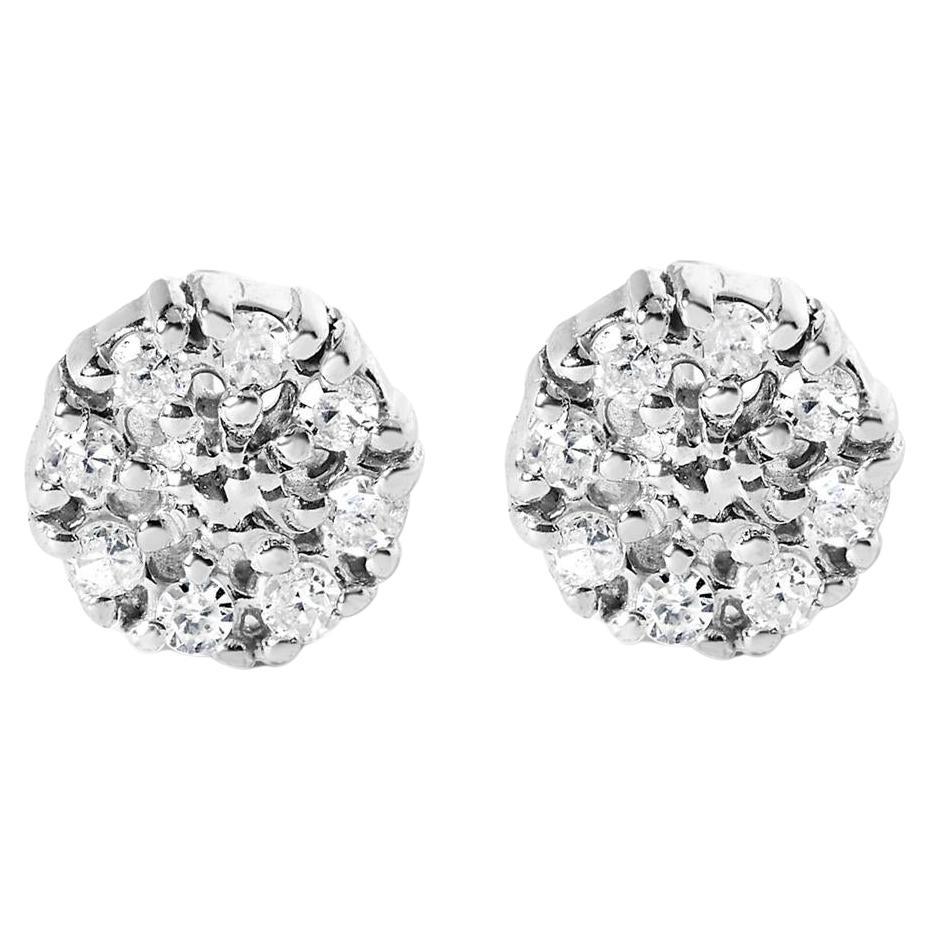 A. Silver, 925 Orecchini con diamanti a grappolo floreali da 1/10 cttw