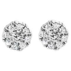 A. Silver, 925 Orecchini con diamanti a grappolo floreali da 1/10 cttw