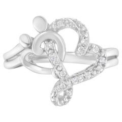 Anello con cuore e note musicali in argento 925 con diamante da 1/10 cttw