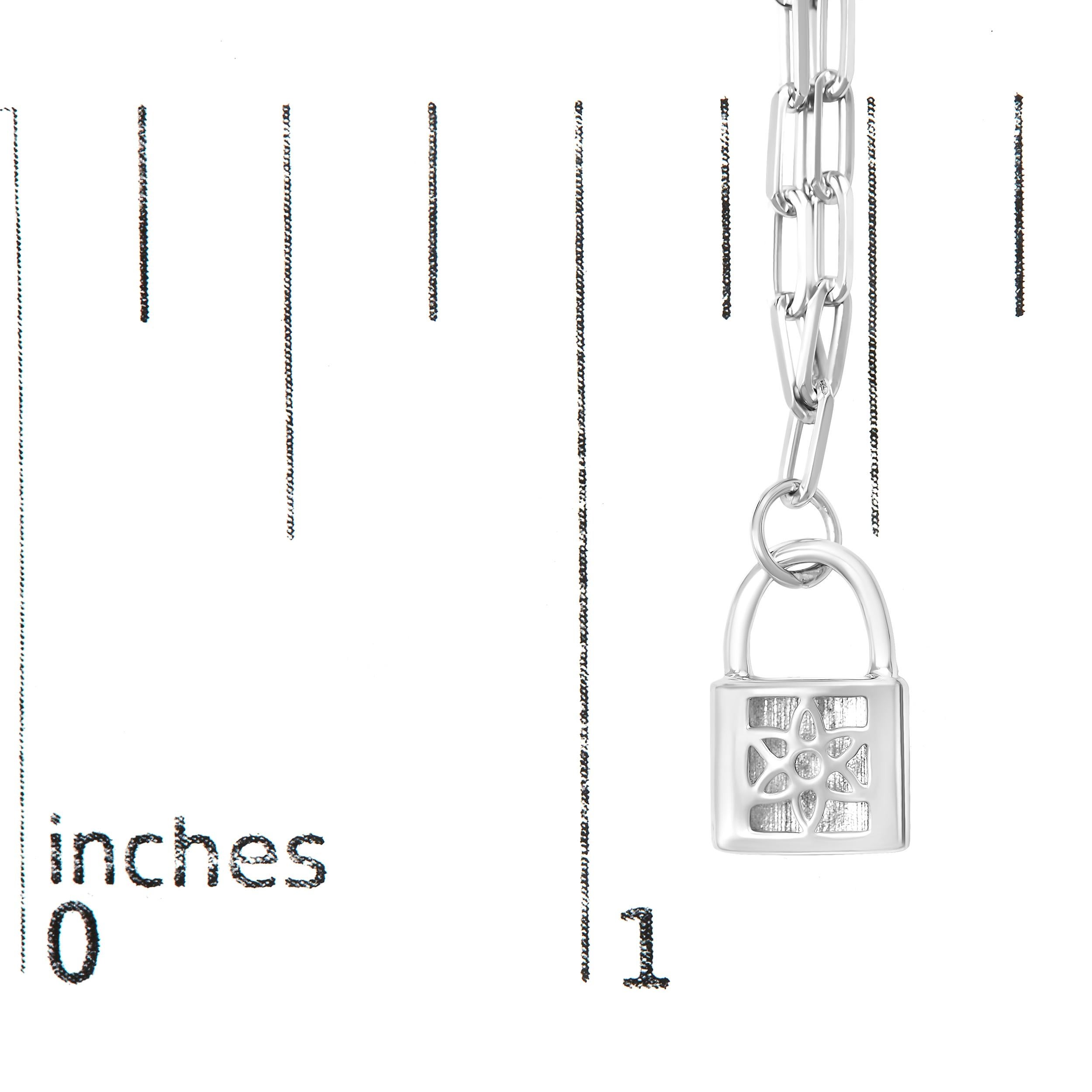 Donna .925 A. Silver 1/10 Cttw Diamond Lock Pendant 16