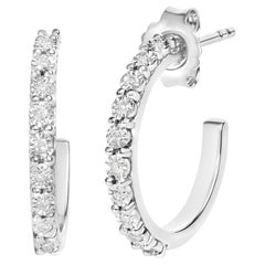 .925 Sterling Silver 1/10 Cttw Diamond Miracle Set J-Hoop Earrings