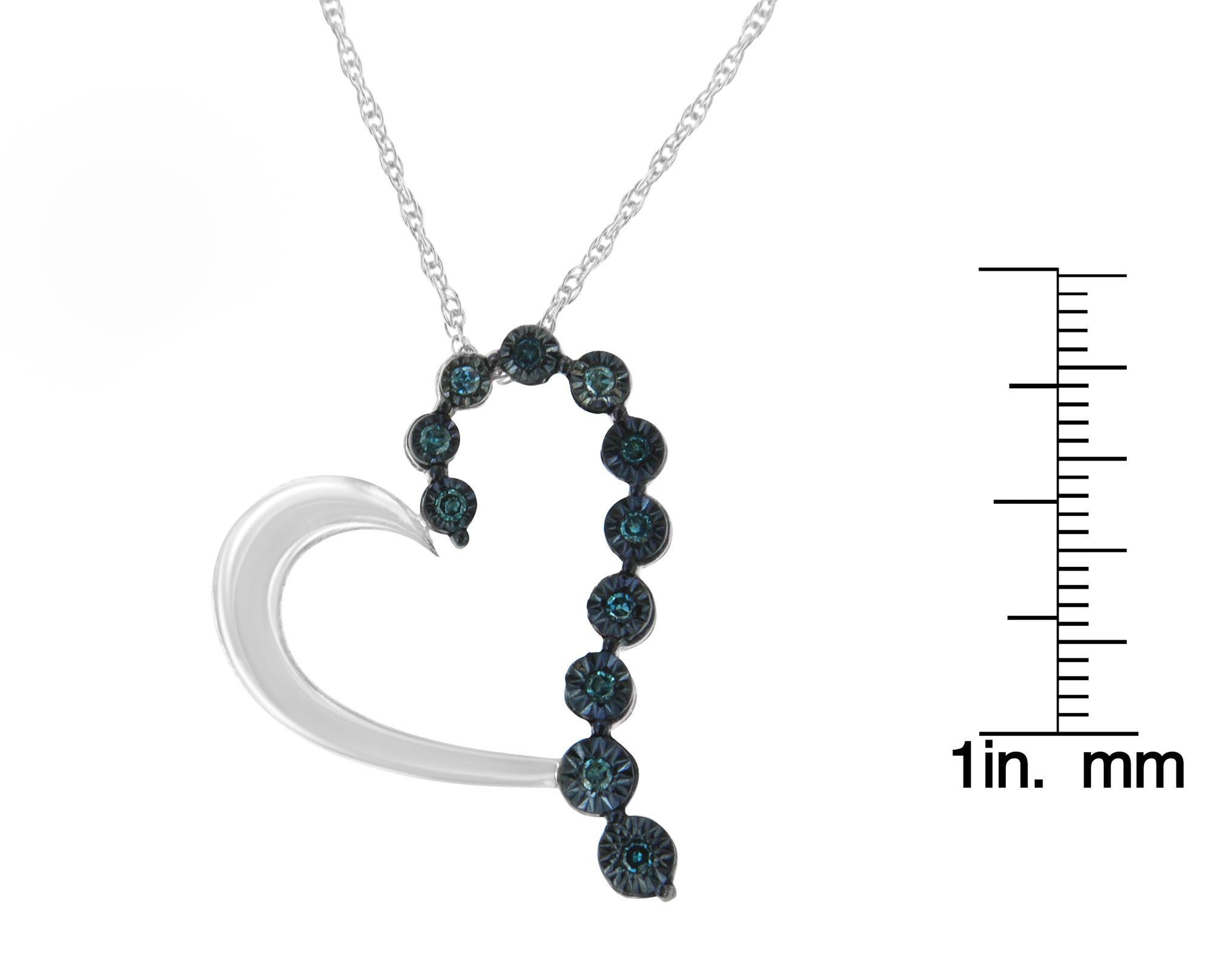 .925 A. Silver 1/10 Cttw Diamond Miracle-Set Open Heart Pendant Necklae In condizioni Nuovo in vendita a New York, NY