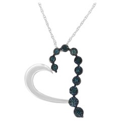 .925 Sterling Silver 1/10 Cttw Diamond Miracle-Set Open Heart Pendant Necklae