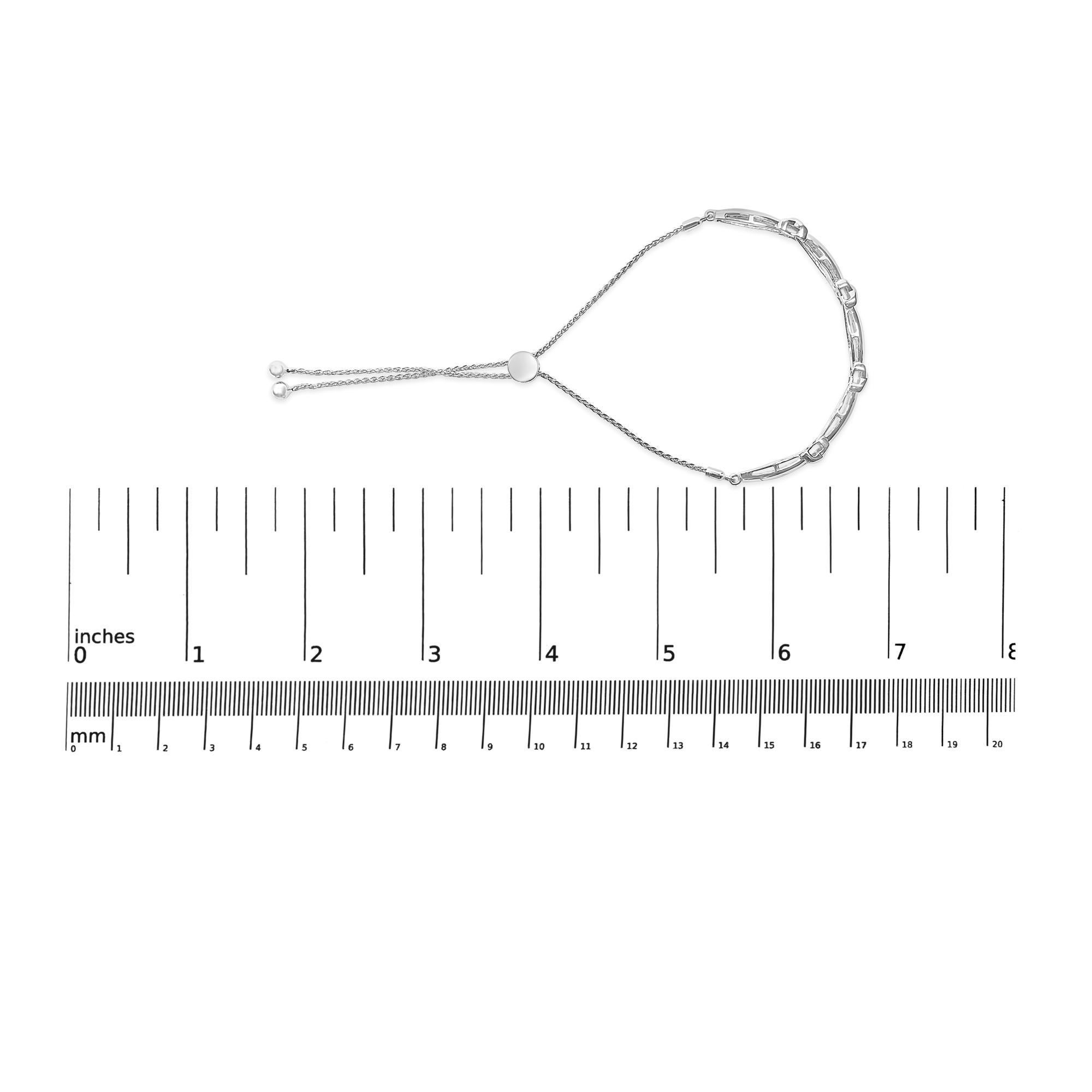 Taglio rotondo Bracciale Bolo in argento 925 con diamanti da 1/10 di carato a X, A. Silver