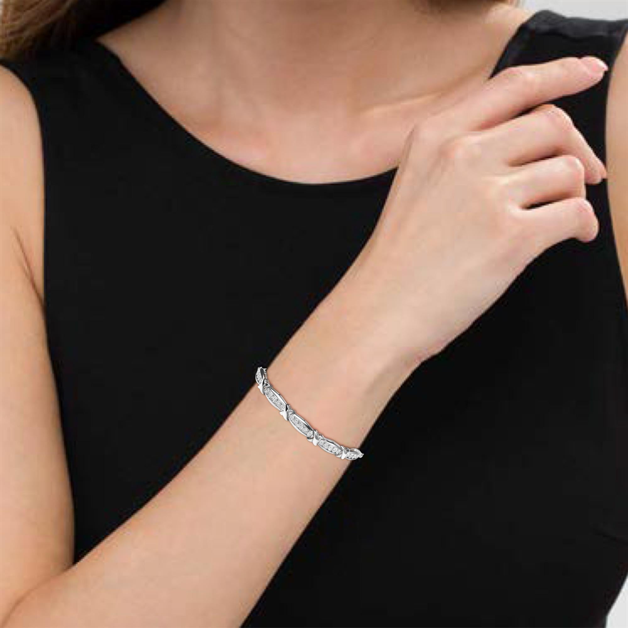 Bracciale Bolo in argento 925 con diamanti da 1/10 di carato a X, A. Silver In condizioni Nuovo a New York, NY