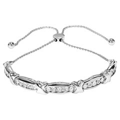.925 Sterling Silver 1/10 Cttw Diamond X Link Bolo Bracelet
