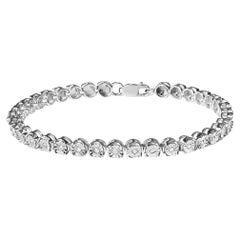 .925 Sterling Silver 1/10 Cttw Miracle Set Diamond and Bead Link Tennis Bracelet