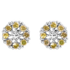 A. Silver, 925 Orecchini a grappolo con diamanti gialli da 1/10 Cttw
