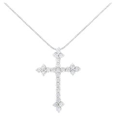 .925 A. Silver Collana con ciondolo a forma di croce con diamante da 1/2 carato