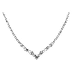 .925 Sterling Silver 1/2 Carat Diamond Cluster & Heart Center Statement Necklace