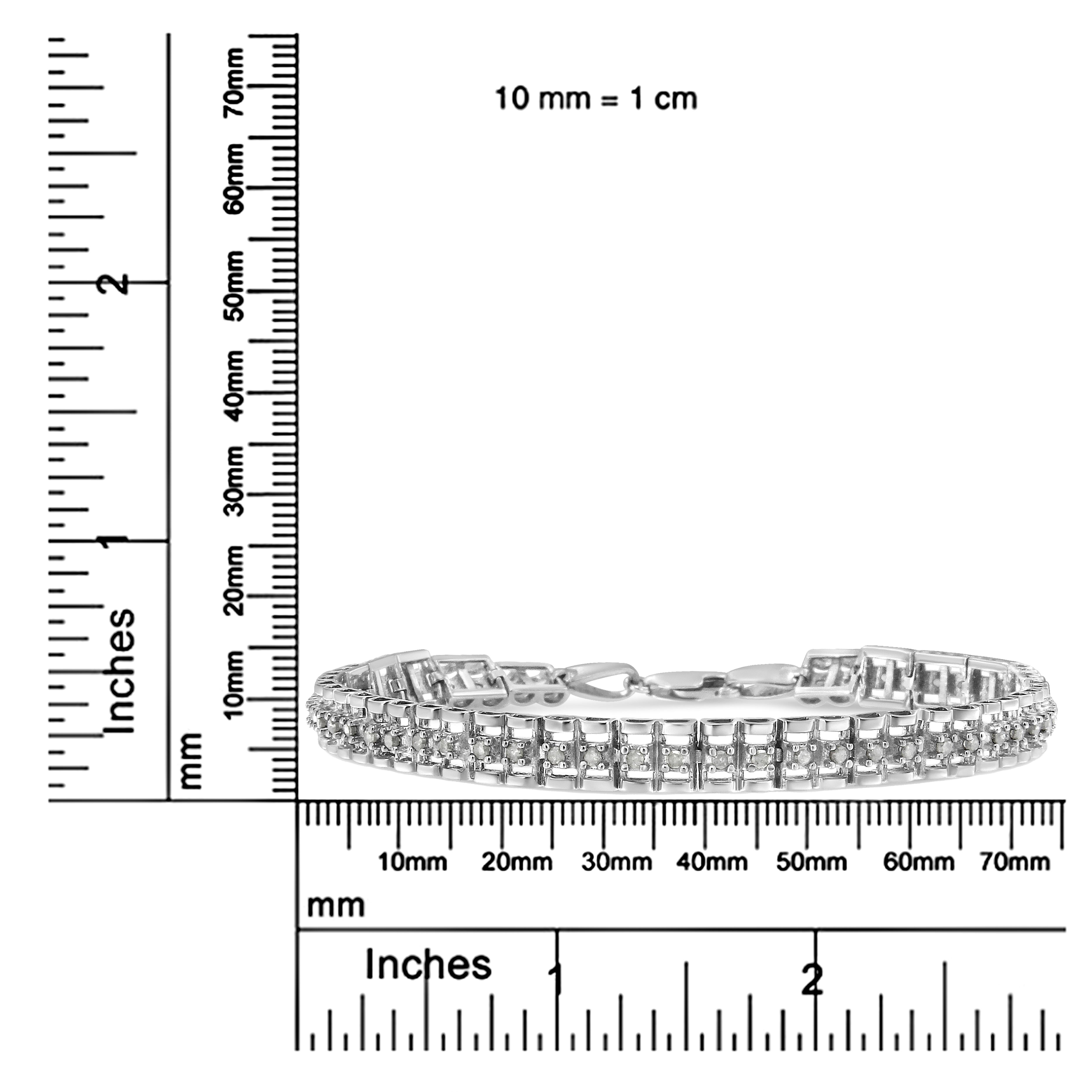 .925 A Silver Double-Link Diamond 1/2 Carat Tennis Bracelet Pour femmes en vente