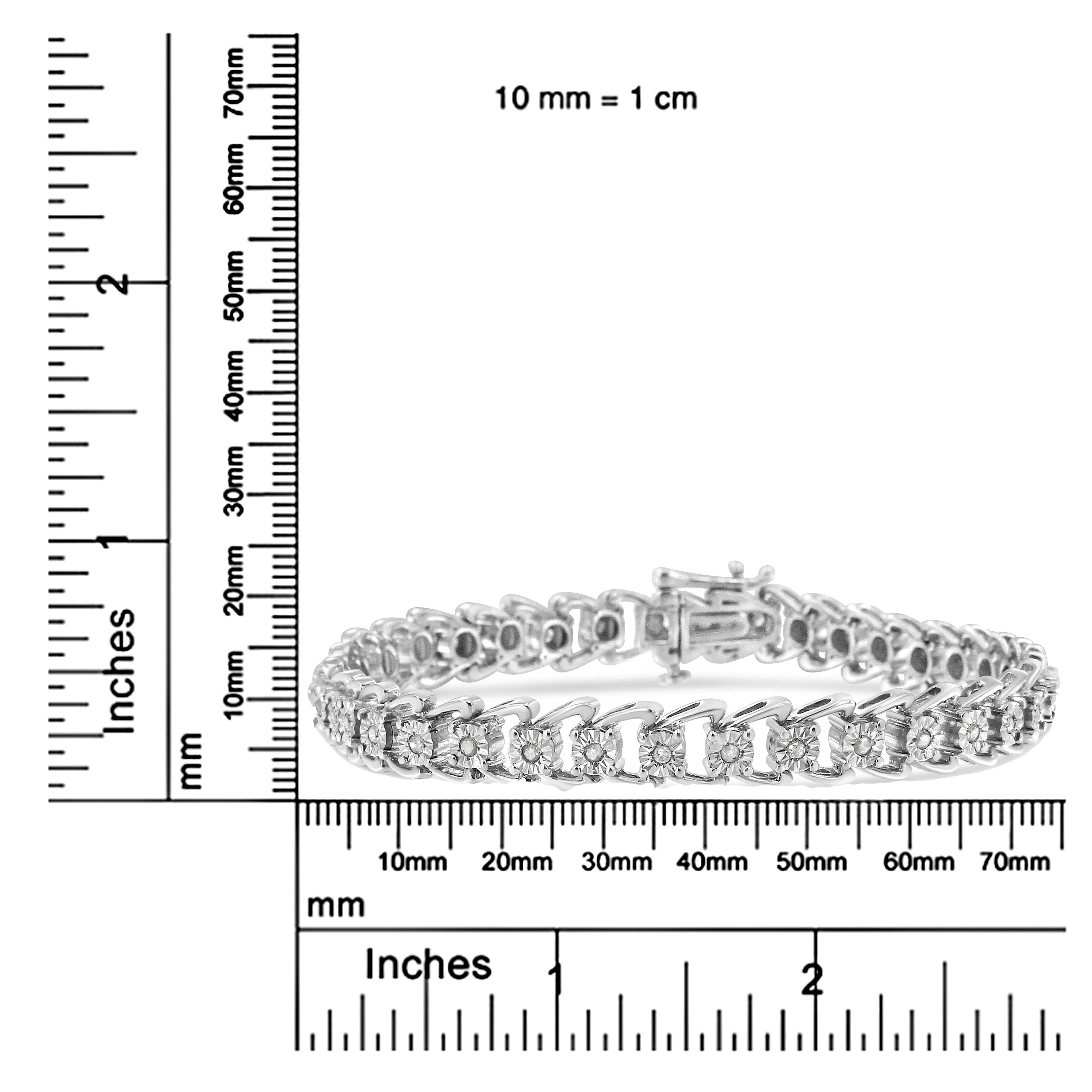Bracelet tennis de style vague à double tourbillon en argent sterling et diamants de 1/2 carat de .925 carat en vente 2