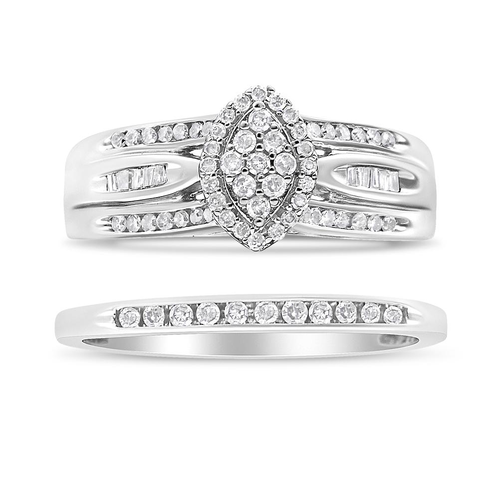 For Sale:  .925 Sterling Silver 1/2 Carat Diamond Engagement Bridal Set 2