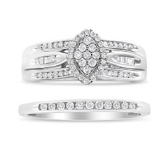 .925 Sterling Silver 1/2 Carat Diamond Engagement Bridal Set