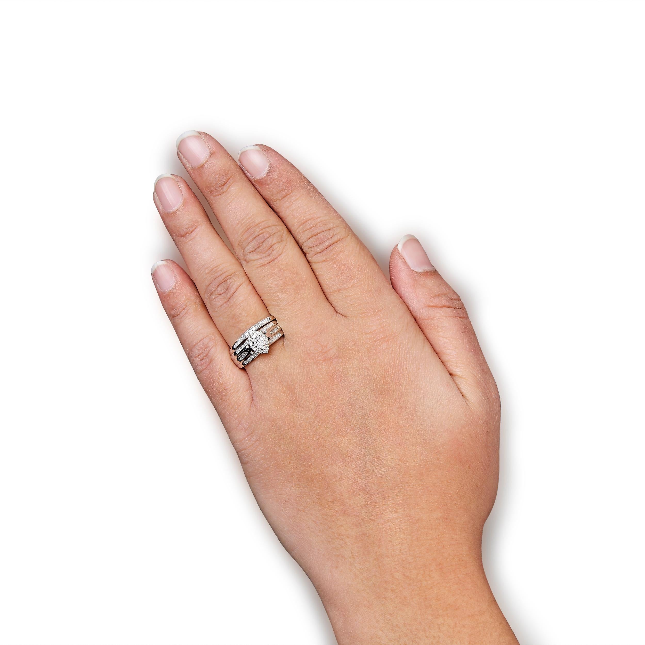 For Sale:  .925 Sterling Silver 1/2 Carat Diamond Engagement Bridal Set 4