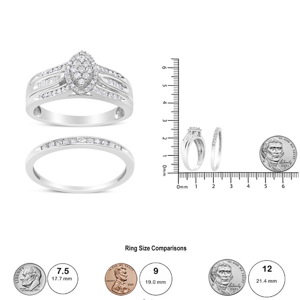 For Sale:  .925 Sterling Silver 1/2 Carat Diamond Engagement Bridal Set 5