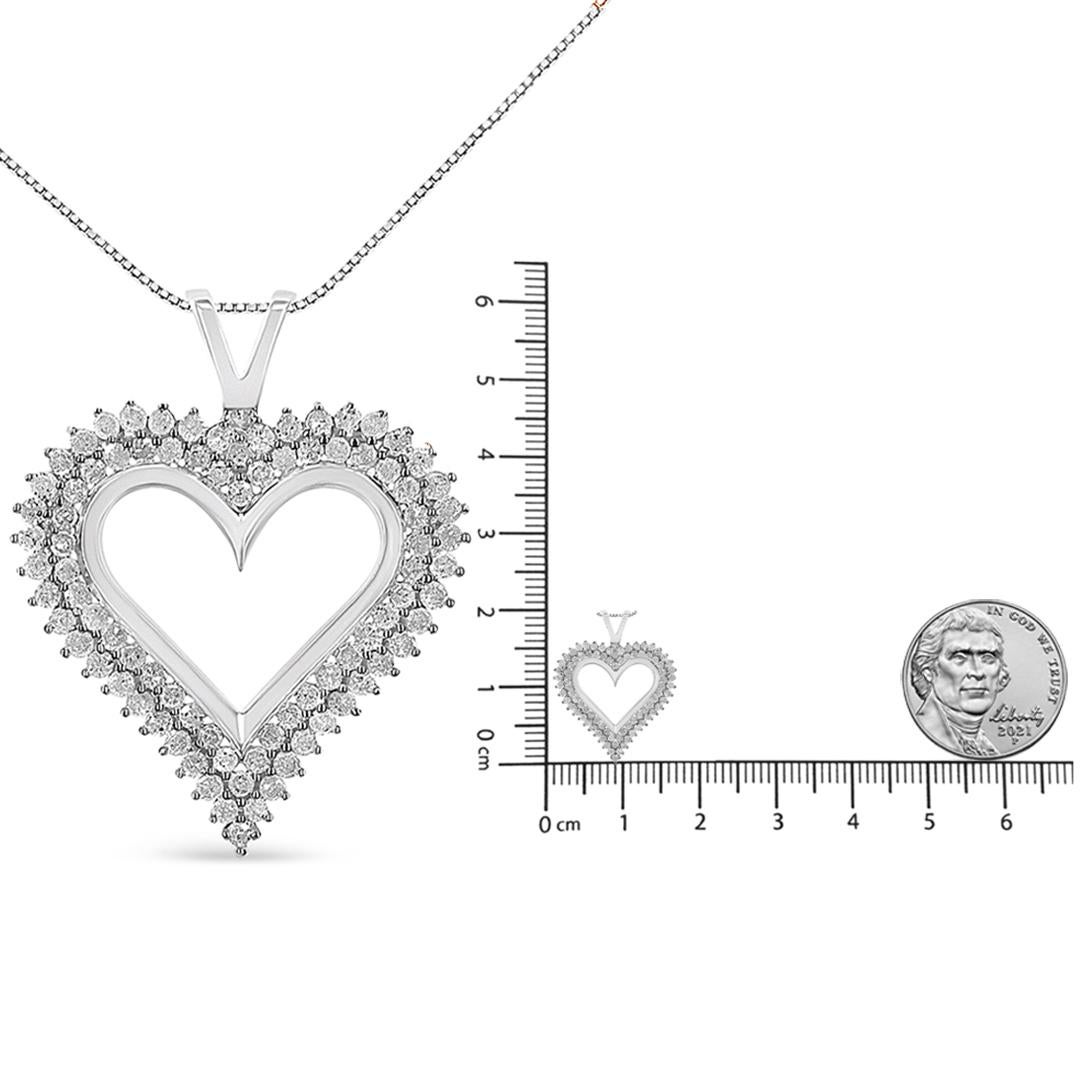 .925 Sterling Silver 1/2 Carat Diamond Heart Pendant Necklace In New Condition In New York, NY