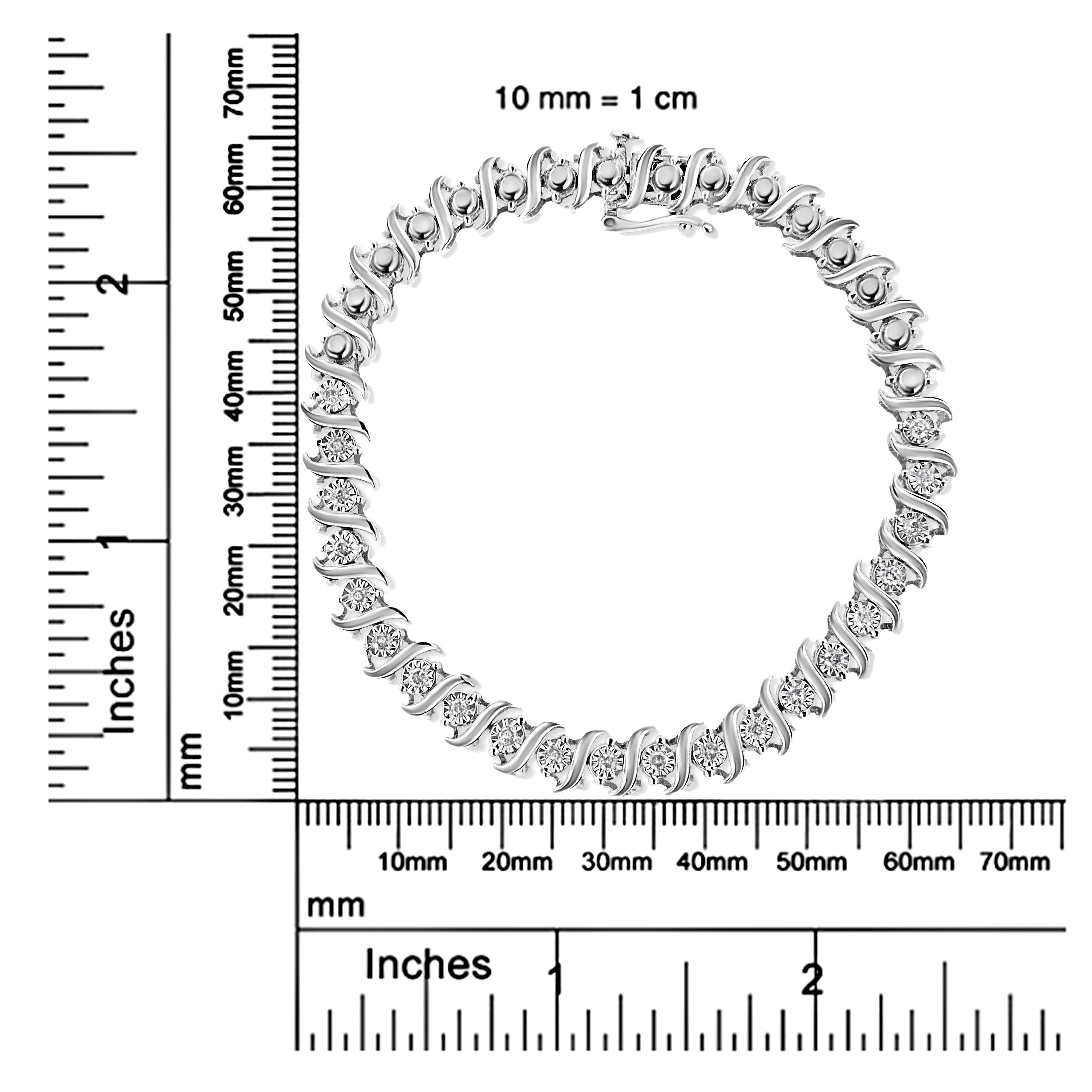 Bracelet tennis à maillons « S » en argent sterling serti de diamants 1/2 carat de .925 carat Pour femmes en vente