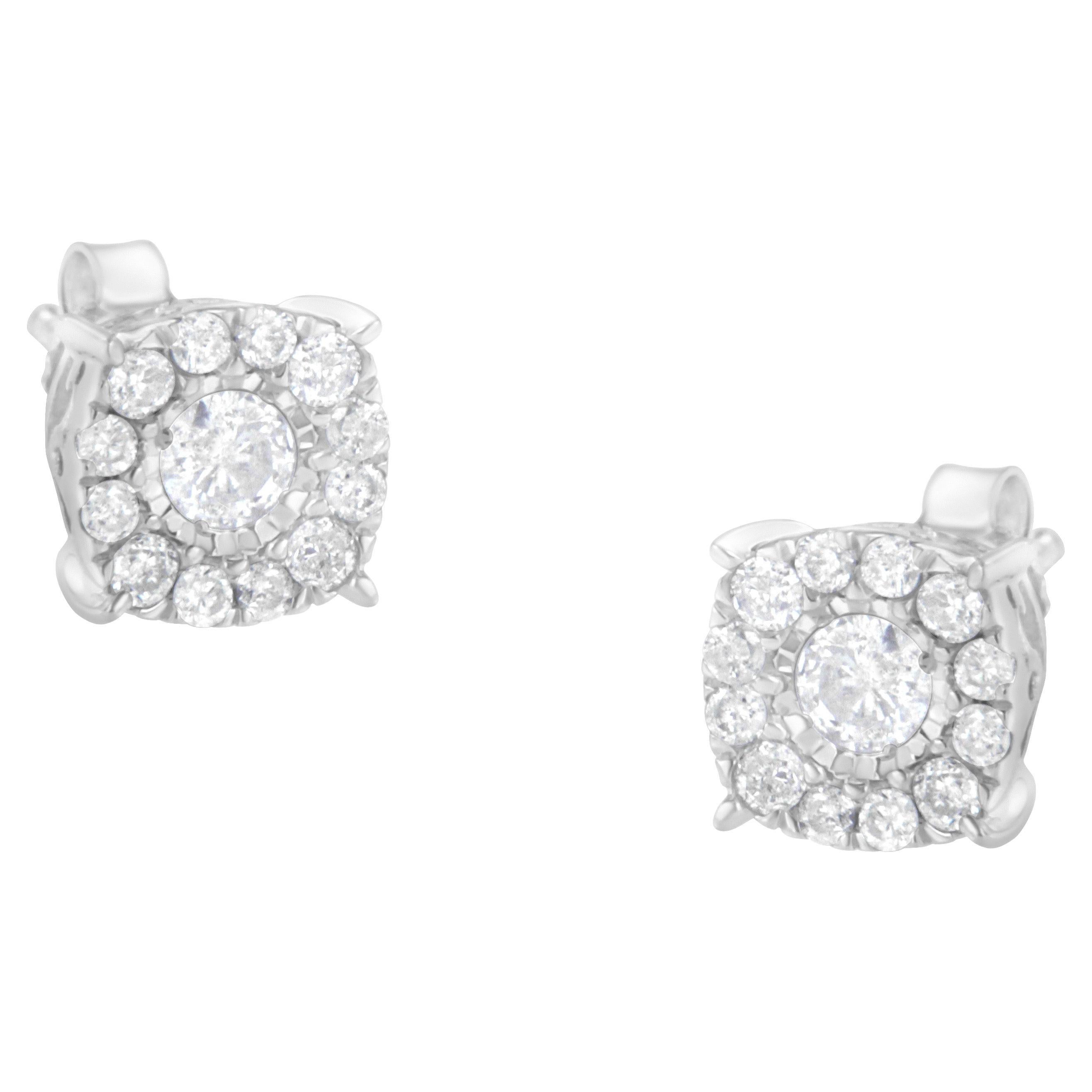 Judith Ripka 925 Sterling Silver Diamonique Stud Earrings For Sale at