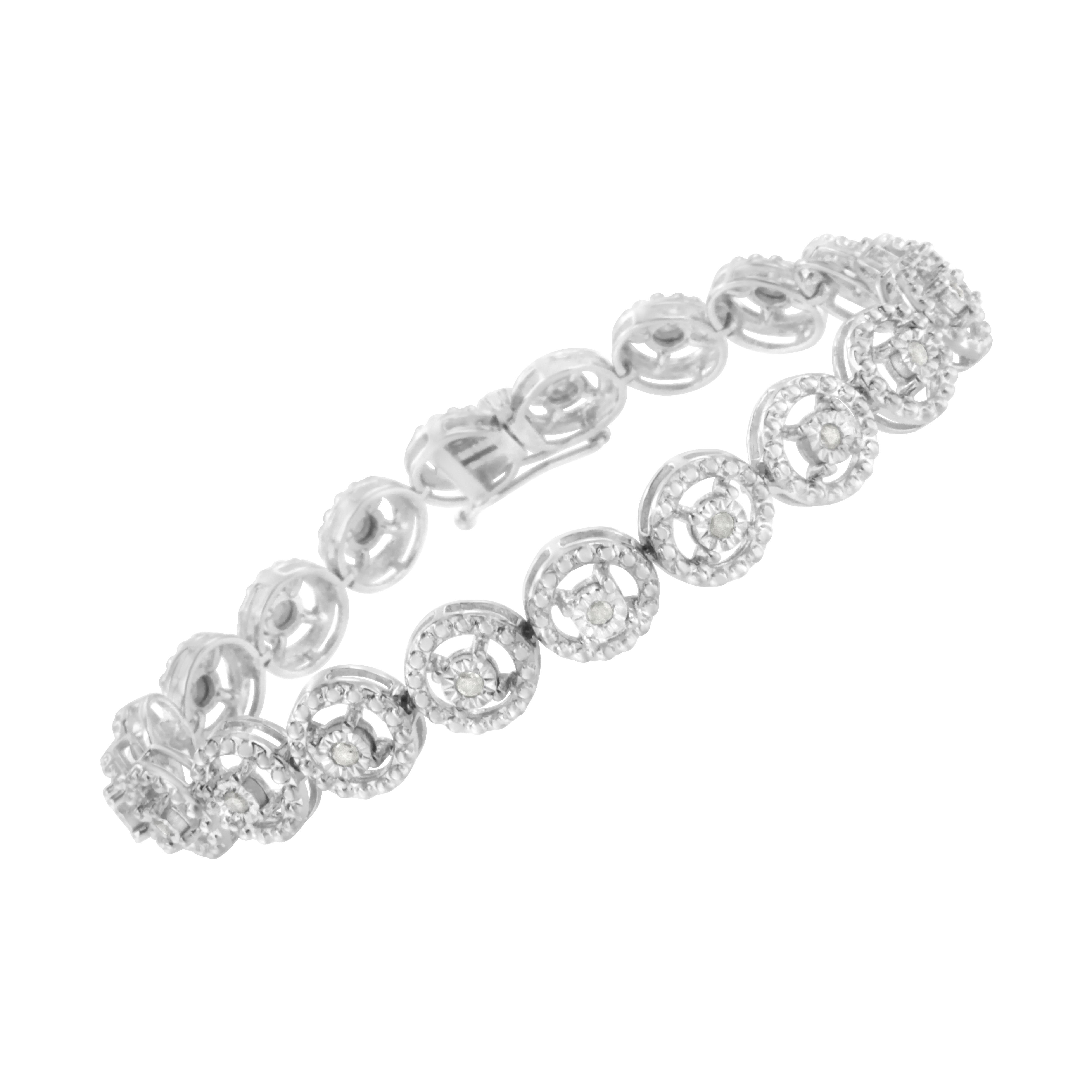 Contemporary .925 Sterling Silver 1/2 Carat Diamond Tennis Link Bracelet For Sale