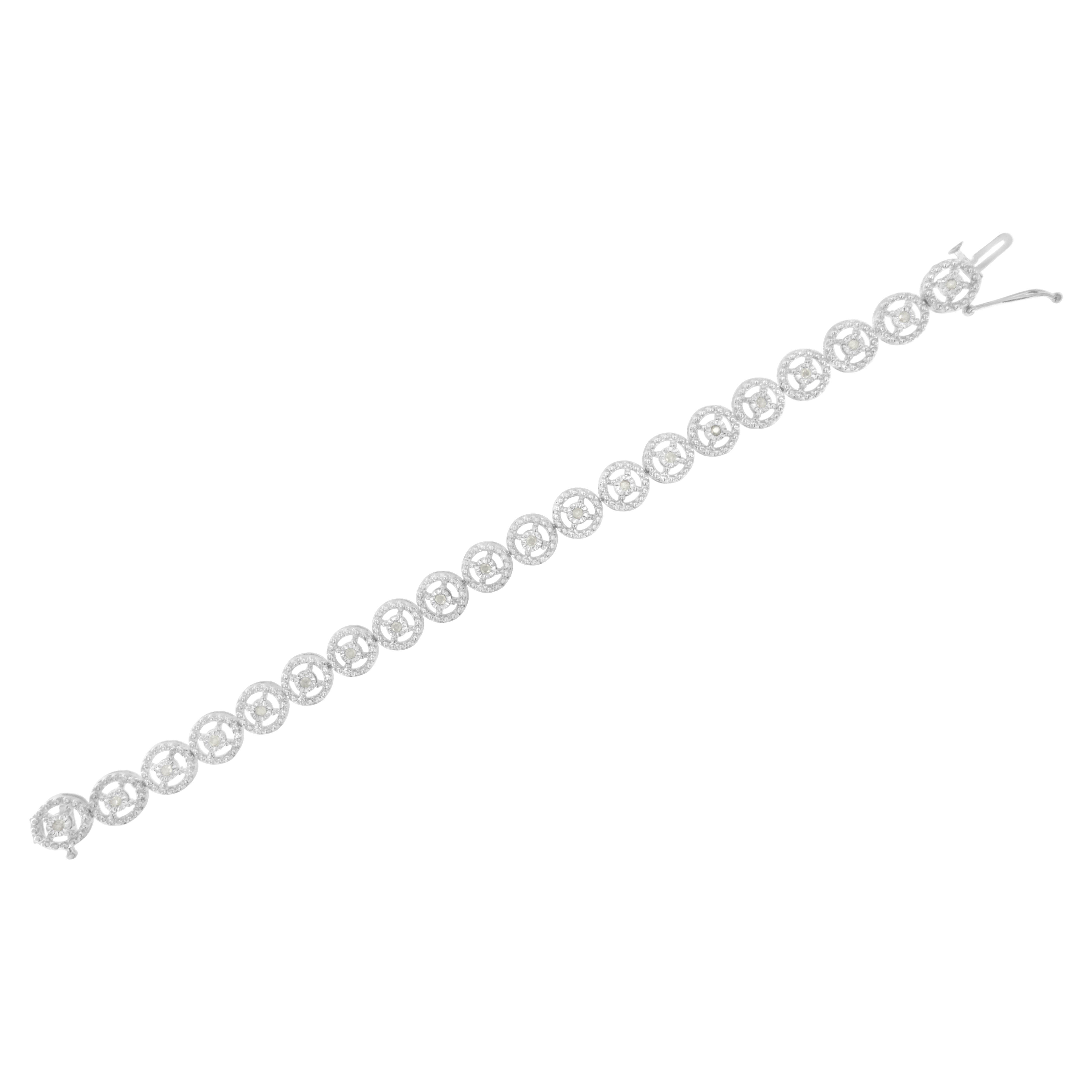 .925 Sterling Silver 1/2 Carat Diamond Tennis Link Bracelet Neuf - En vente à New York, NY