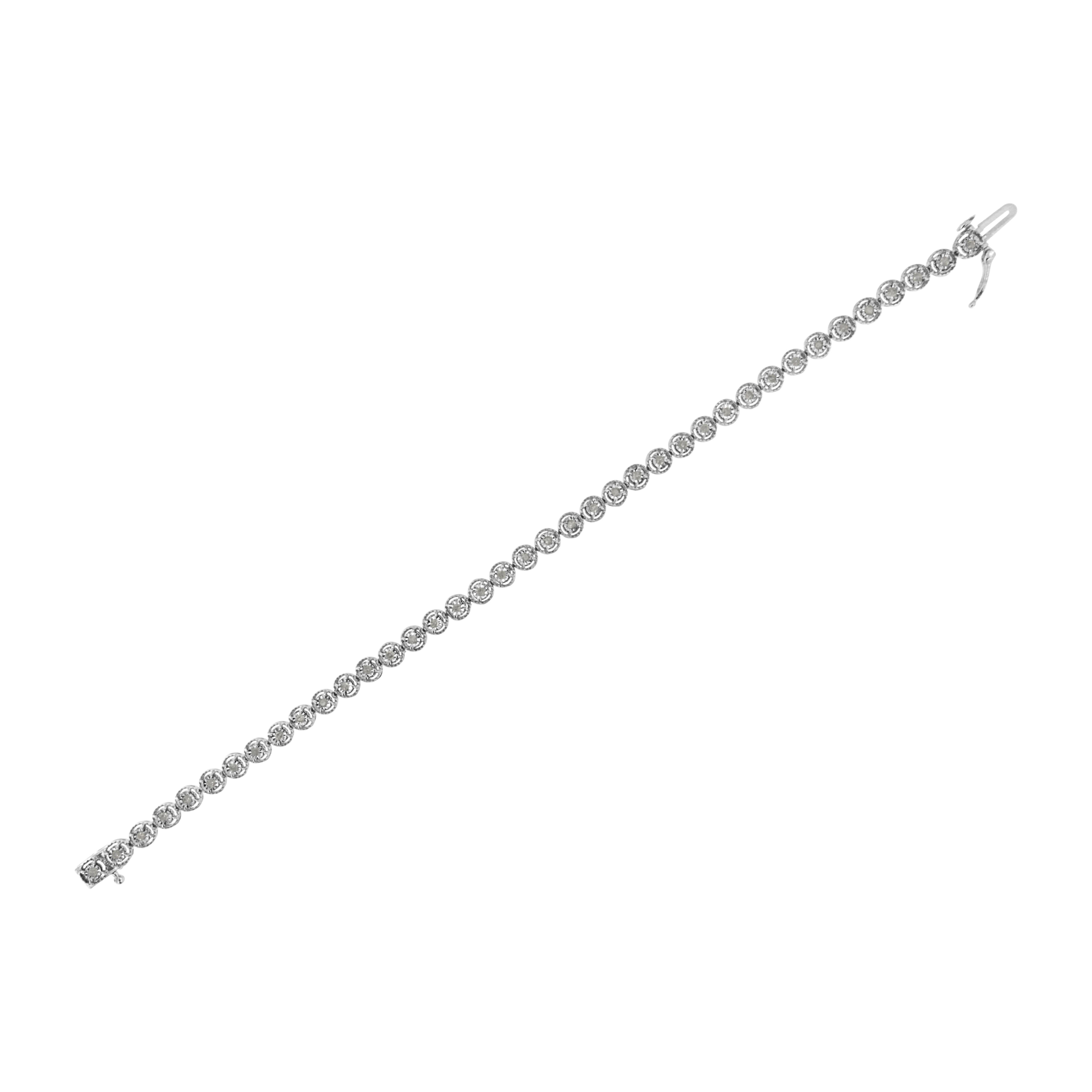 .925 Sterlingsilber 1/2 Karat Miracle Set Diamant Milgrain Style Gliederarmband im Zustand „Neu“ im Angebot in New York, NY