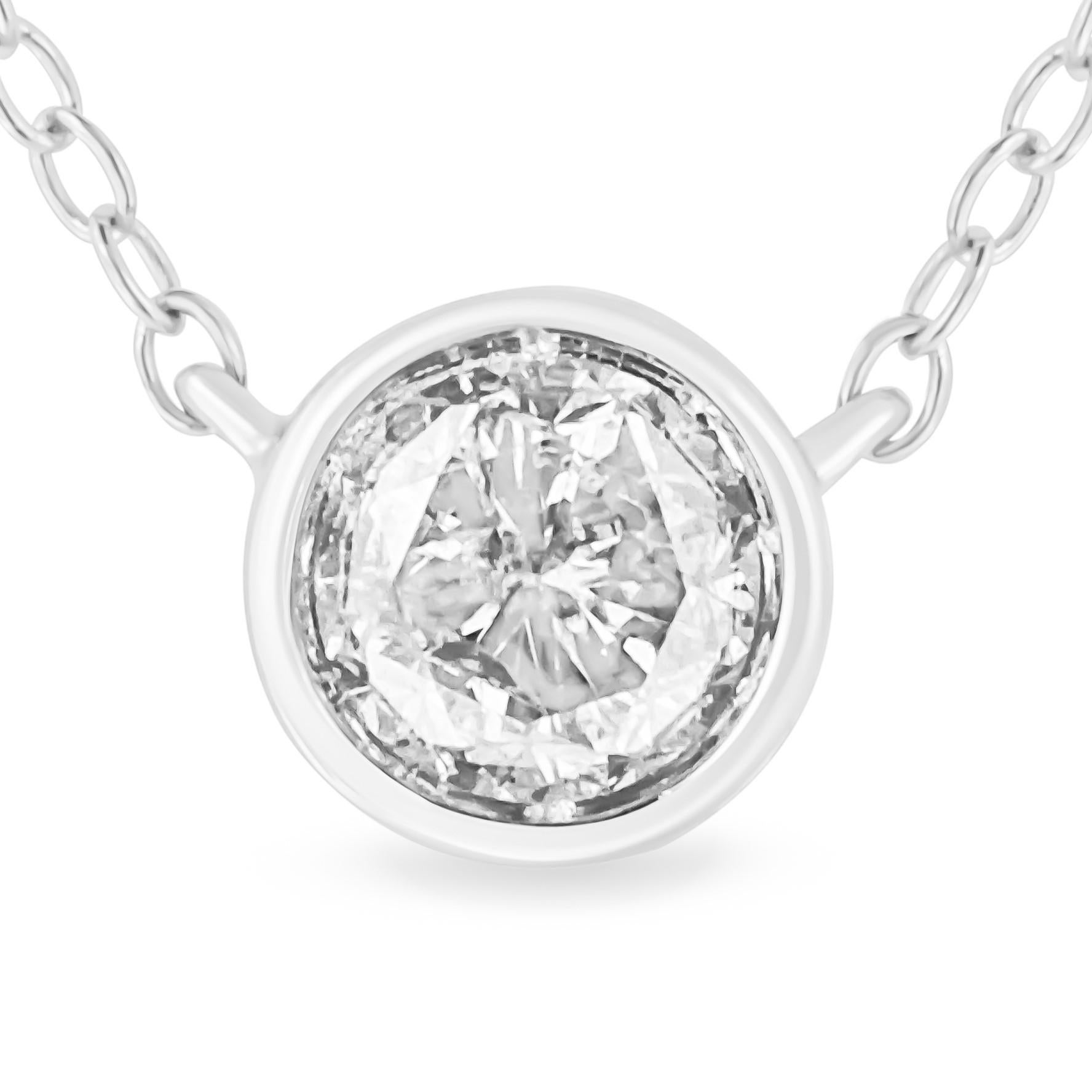 floating bezel diamond necklace