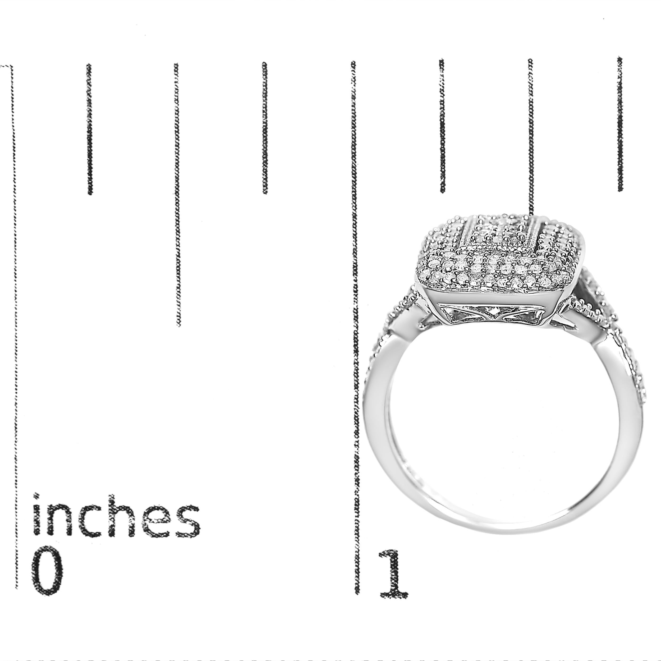 in vendita:  .925 A. Silver Anello con cuscino di diamanti a taglio rotondo da 1/2 carato 5