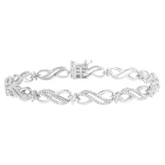 .925 Sterling Silver 1/2 Carat Round-Cut Diamond Infinity Weave Link Bracelet