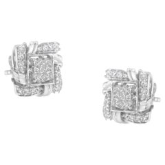 .925 Sterling Silver 1/2 Carat Round-Cut Diamond Stud Earrings