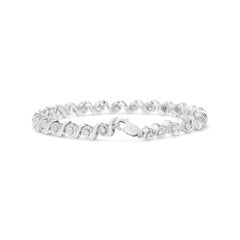 .925 Sterling Silver 1/2 Carat Round Diamond Halo S-Link Bracelet