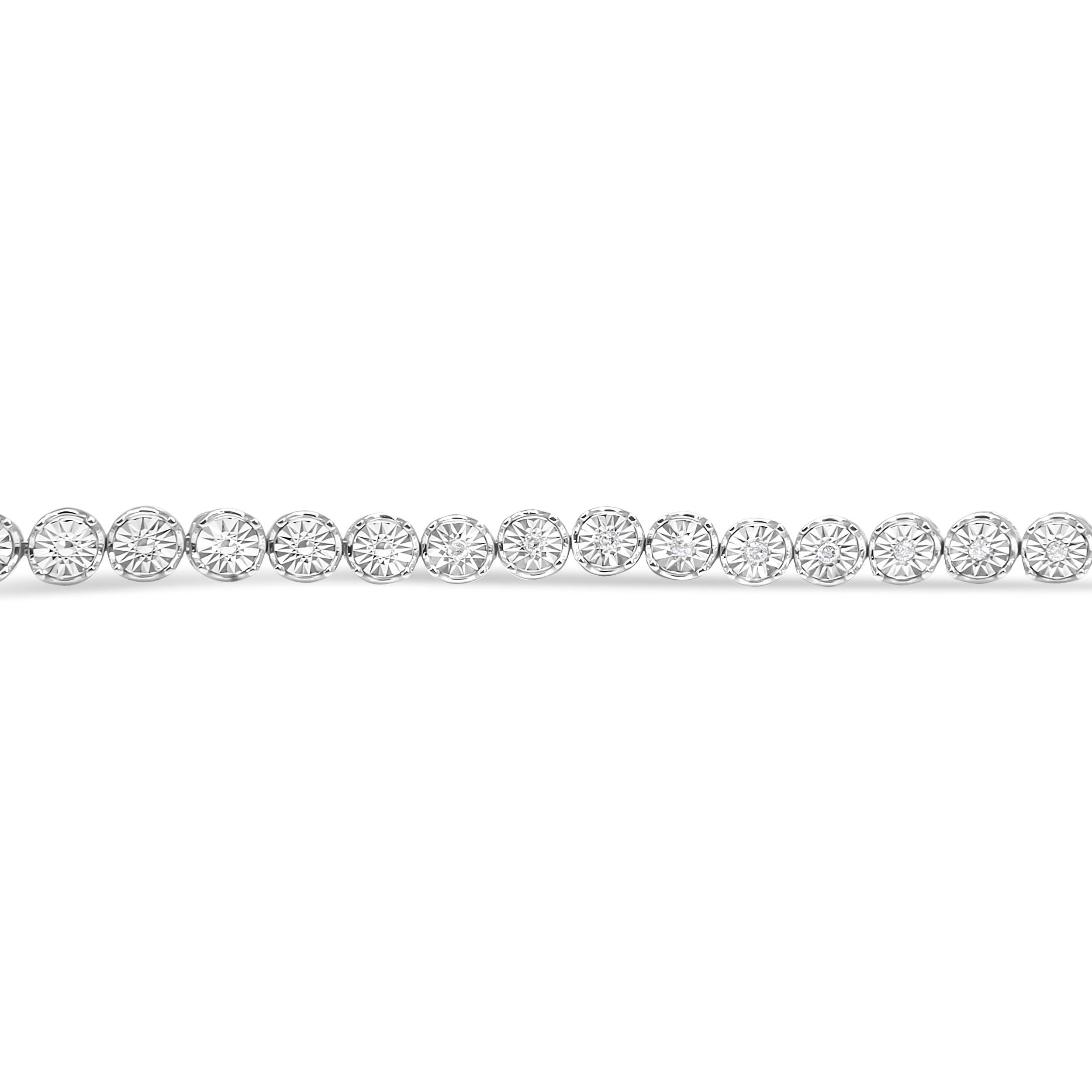 Modern .925 Sterling Silver 1/2 Carat Round Miracle-Set Diamond Tennis Bracelet