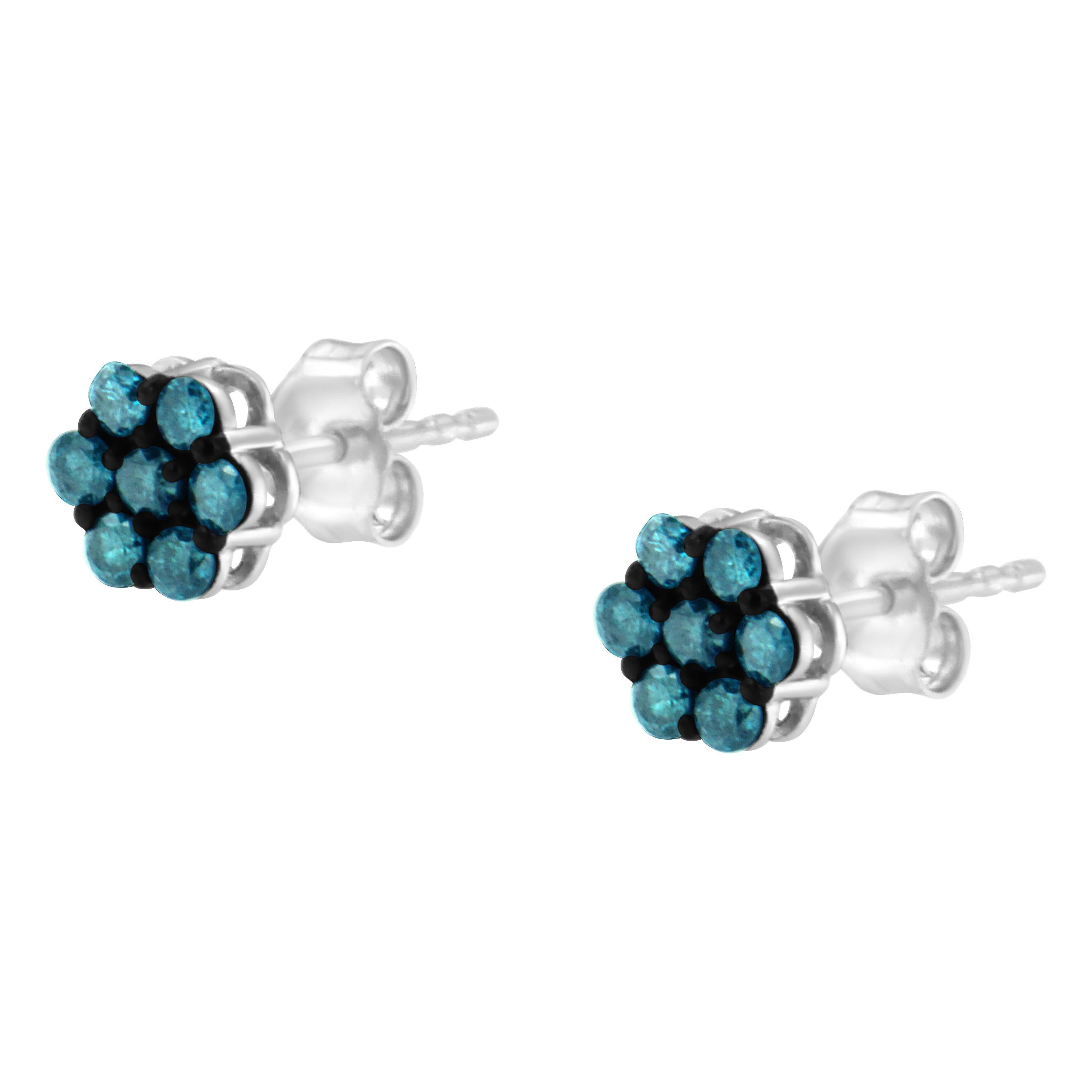 blue cluster earrings